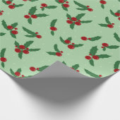 Holly Berry Wrapping Paper Cadeaupapier (Hoek)
