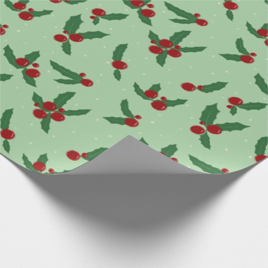 Holly Berry Wrapping Paper Cadeaupapier (Hoek)
