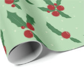 Holly Berry Wrapping Paper Cadeaupapier (Rol Hoek)