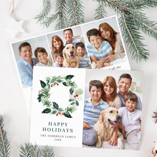Holly Berry Wreatet 4 PHOTO Feestdagenkaart