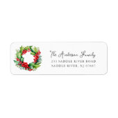 Holly Berry Wreath Holiday Etiket (Voorkant)