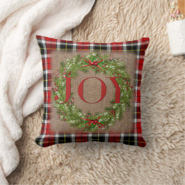 Holly Berry Wreath JOY Pset Burlap Kerstmis Kussen