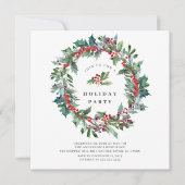 Holly Berry Wreath kerstfeest Kaart (Voorkant)