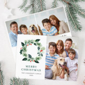 Holly Berry Wreath kerstgroet 3 PHOTO Feestdagenkaart