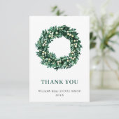 Holly Berry Wreath kerstgroet Holiday Bedankkaart (Staand voorkant)