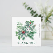 Holly Berry Wreath kerstgroet Holiday dan Bedankkaart (Staand voorkant)