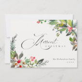 Holly Bes Berry Rode Groene Kerstmis Feestdagenkaart (Voorkant)