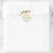 Holly Bes Kerstmis Aquarel Ronde Sticker (Tas)