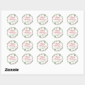 Holly Bes Waterverf Kerstmis Ronde Sticker (Vel)
