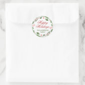 Holly Bes Waterverf Kerstmis Ronde Sticker (Tas)