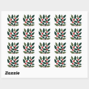 Holly-Besjes Uitgesneden Bladeren Mid-Century-Mode Vierkante Sticker