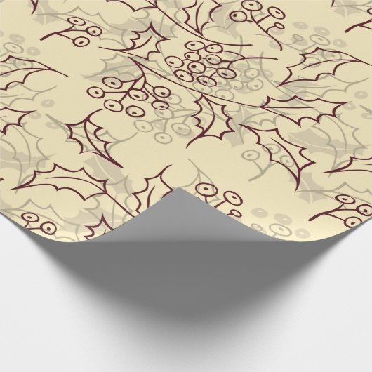 Holly beslaat naadloos design cadeaupapier (Hoek)