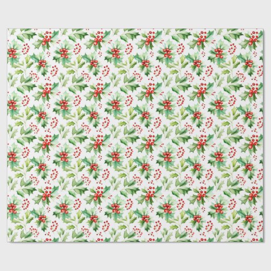 Holly bessen en bladeren cadeaupapier (Vlak)