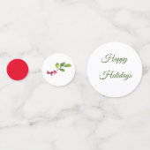 Holly bessen en bladeren prettige feestdagen confetti (Achterkanten)