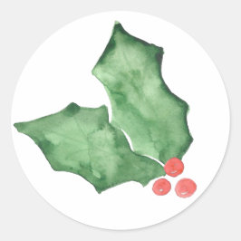 Holly bessen en bladeren ronde sticker