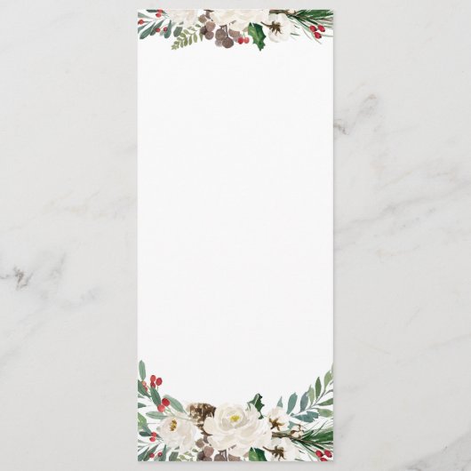 Holly bessen en bloemenbruiloft kerstdiner menu (Achterkant)