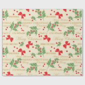Holly bessen en boog cadeaupapier (Vlak)