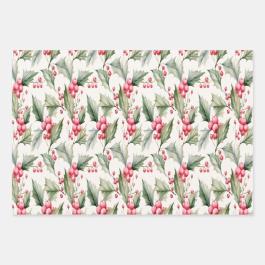 Holly bessen en feestelijk inpakpapier vel (Voorkant)