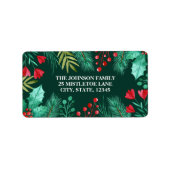 Holly, bessen en groene bladeren Waterverf Etiket (Voorkant)