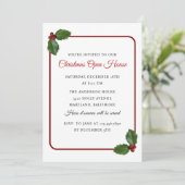 Holly bessen en laat kerst open huis kaart (Staand voorkant)