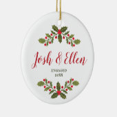 Holly Bessen Groene Persoonlijke Verlovings- Keramisch Ornament (Rechts)