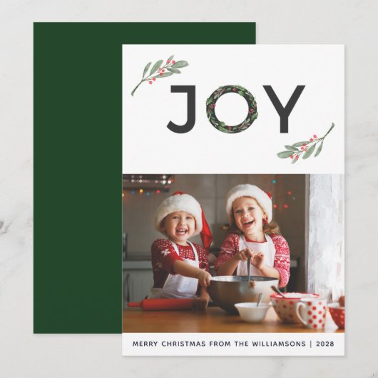 Holly Bessen Kerstvreugde Prettig Kerstfeest Eén F Feestdagenkaart (Voorkant / Achterkant)