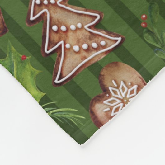 HOLLY BESSEN KLOKKEN KERSTKOEKJES FLEECE DEKEN (Hoek)