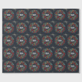 Holly bessen krans Roemeense Vlag kleuren Wrap Cadeaupapier (Vlak)