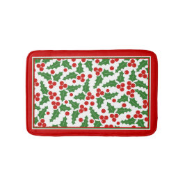 Holly bessen patroon en rode rand Kerstmis Badmat