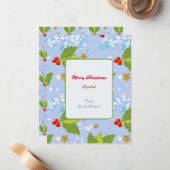 Holly bessen sneeuw en sterren Vrolijk Kerstfeest Notitiekaartje (Voorkant / Achterkant in situ)