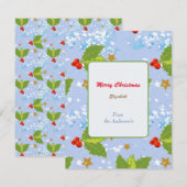 Holly bessen sneeuw en sterren Vrolijk Kerstfeest Notitiekaartje (Voorkant / Achterkant)