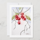 Holly Bessen Waterverf Kerstmis Kaart (Voorkant)