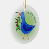 Holly Bird met Green background Keramisch Ornament (Rechts)