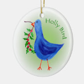 Holly Bird met Green background Keramisch Ornament (Links)