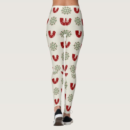 Holly Bird & Snowflake Christmas Leggings Women (Achterkant)
