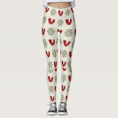 Holly Bird & Snowflake Christmas Leggings Women (Voorkant)