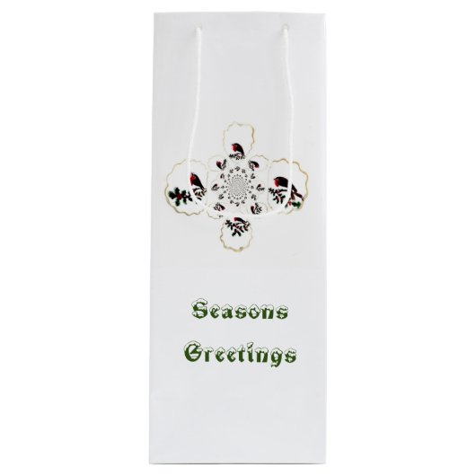 Holly Birds Robin Seasons Greetings Wijn Cadeautas (Voorkant)