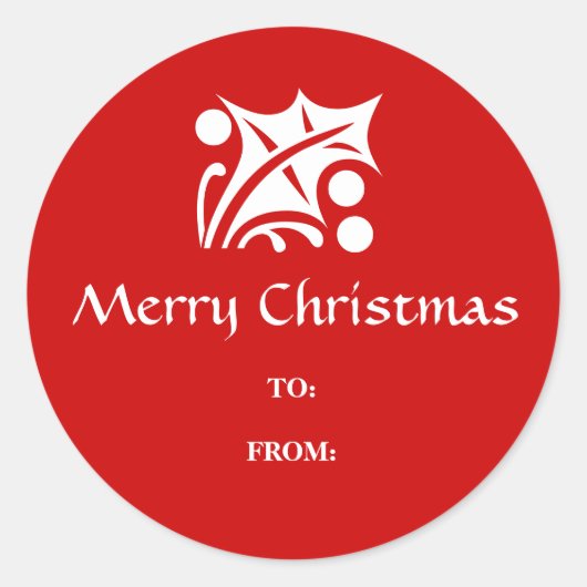 Holly blad en bessen Vrolijk kerstcadeau etiketten (Voorkant)