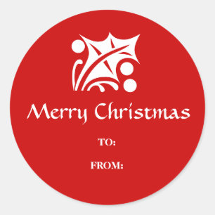 Holly blad en bessen Vrolijk kerstcadeau etiketten