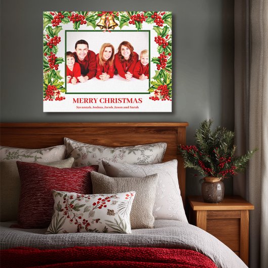 Holly Bladeren en Bessen Aangepaste Foto Afdruk Canvas Afdruk