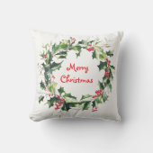Holly bladeren en bessen Kerstkrans Kussen (Voorkant)