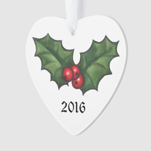 Holly-bladeren en bessen ornament (voorkant)