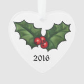 Holly-bladeren en bessen ornament (voorkant)