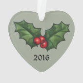 Holly-bladeren en bessen ornament (achterkant)