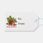 Holly Bladeren en bessen Vrolijk kerstfeest Cadeaulabel (Voorkant (Horizontaal))