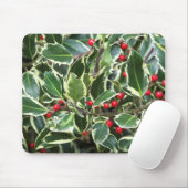 Holly Bladeren en rode bessen Seizoensgebonden Muismat (Met muis)