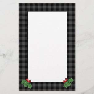 Holly bladeren   grijze vlecht   Kerstman Briefpapier