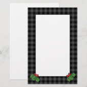 Holly bladeren | grijze vlecht | Kerstman Briefpapier (Voorkant / Achterkant)