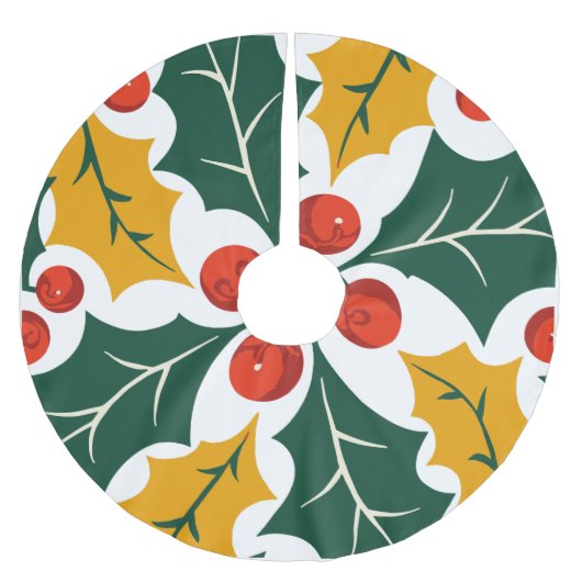 Holly Bladeren Retro Moderne Grote Print Patroon Kerstboom Rok (Voorkant)