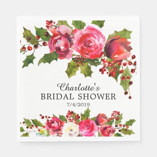 Holly Bloemen Bruidsdouche Servet (Voorkant)